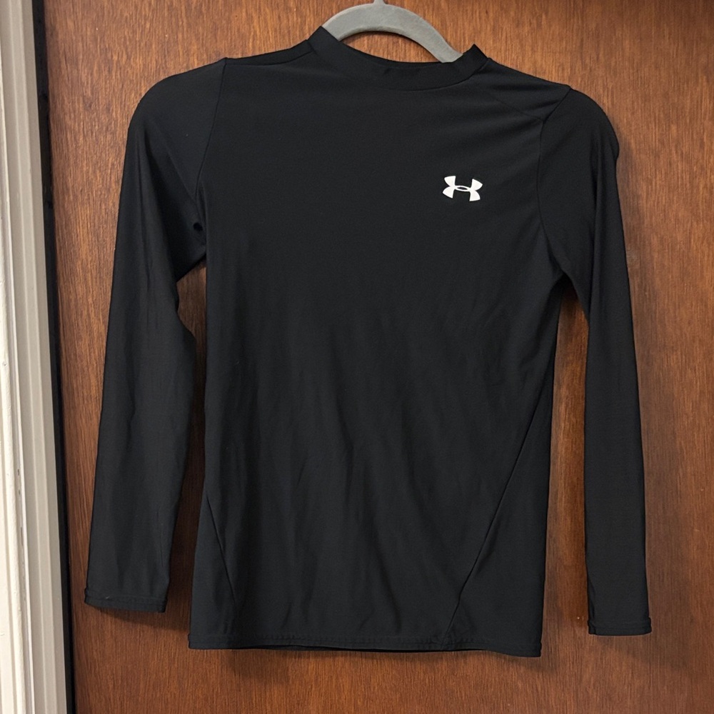 Under Armour Black HeatGear Performance Long Sleeve Top with White Logo